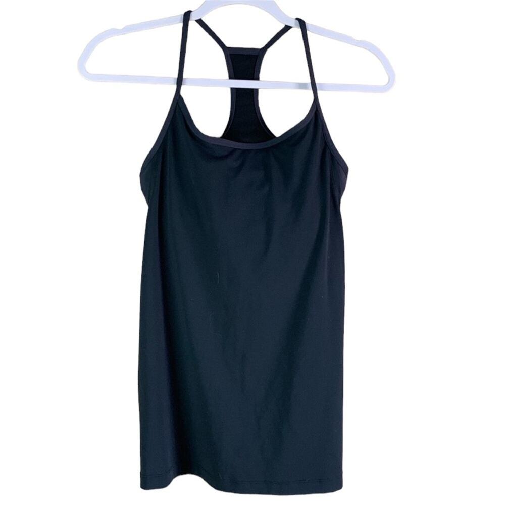 Fabletics Black Racerback Tank Top Gray Shelf Bra SZ Small